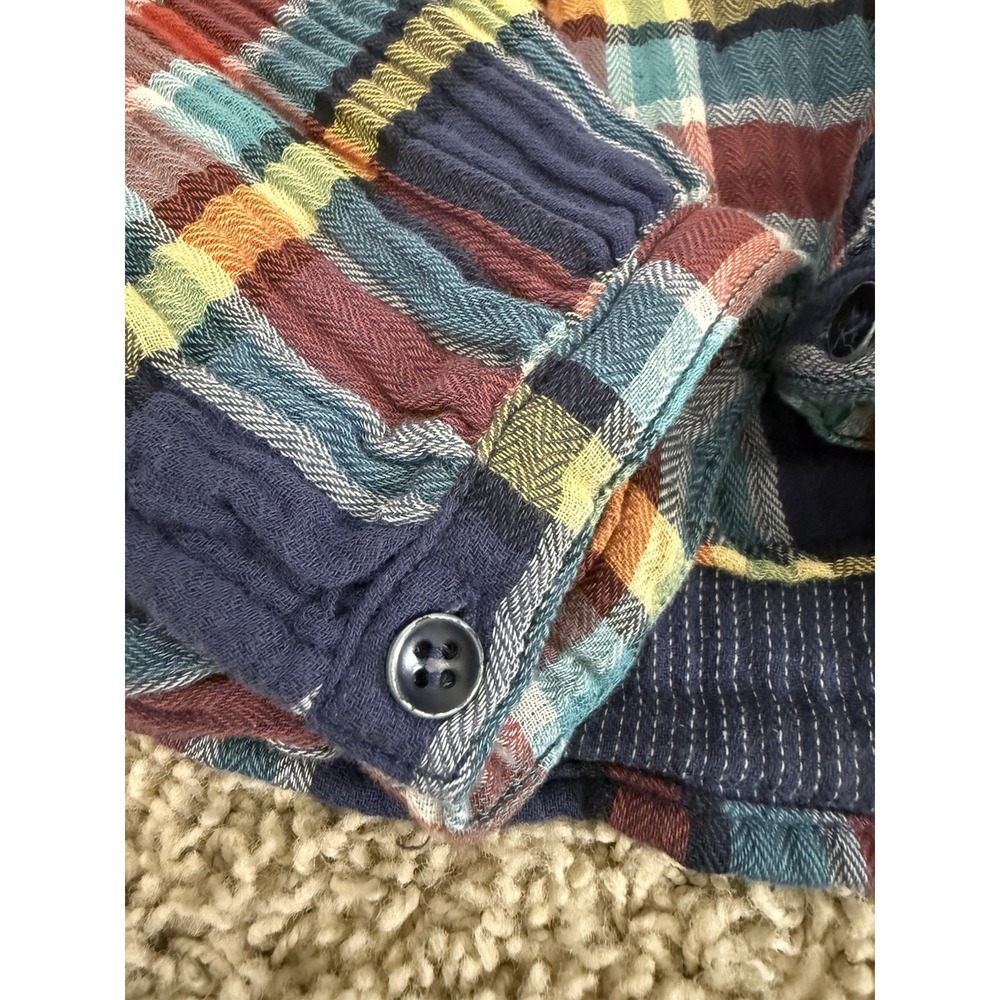 We the FREE PEOPLE New Siena Plaid Pullover TOP Small Babydoll Teal Country $118 - Picture 15 of 16